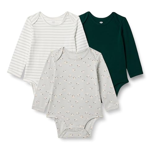 Image of Amazon Essentials x Sofia Grainge Unisex Babies' Cotton Long Sleeve Crew Neck Bodysuit, Pack of 3