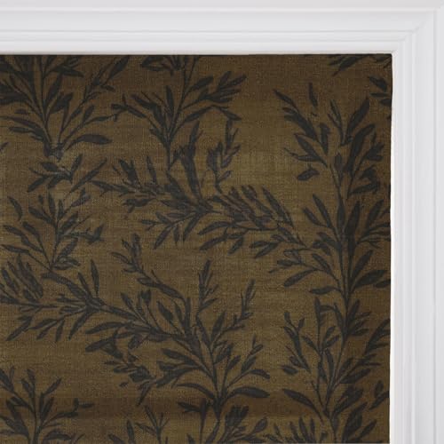 Image of TWOPAGES No Drill Cordless Vintage Leaf Print Roman Shades Linen Textured Roman Blinds for Windows, Custom Made Room Darkening Light Filtering Roman Window Shades, Bronze, 1 Piece