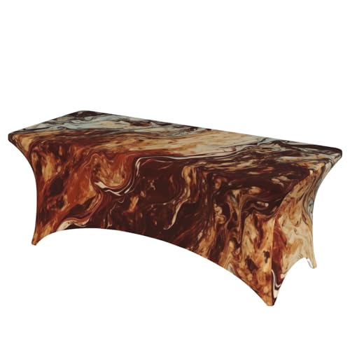 Nappe marron marbre 1,8m rectangulaire en élasthanne extensible - 2