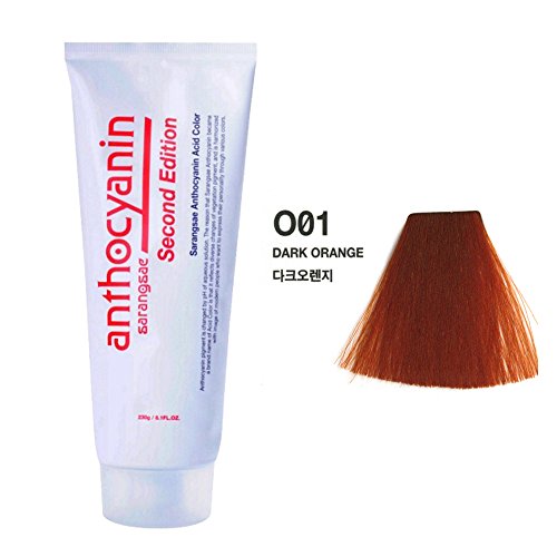Anthocyanin Hair Manicure Color Second Edition 230g/ 8.1 OZ (O01 DARK ORANGE) - Semi Permanent Hair Dye Green - Tempting Hair Color - UV Protection - Plant Protein