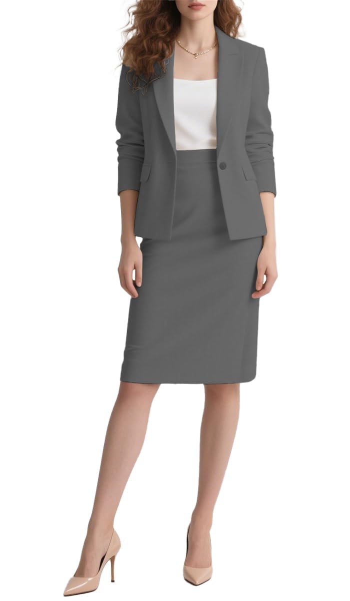 Womens 2 Piece Skirt Suit Set Business Blazer and Pencil Skirt Office Work Outfit Formal Suit
