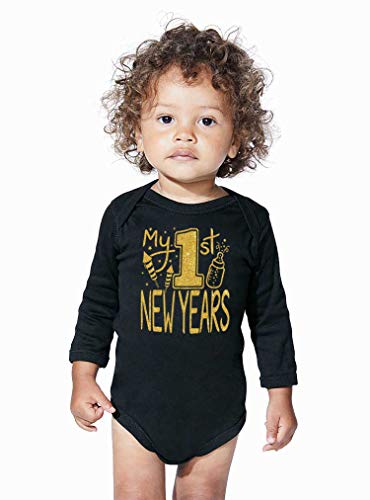 Aiden's Corner Handmade Holiday Baby New Year Bodysuit - Boy Girl Gold Metallic My First New Years Outfit2