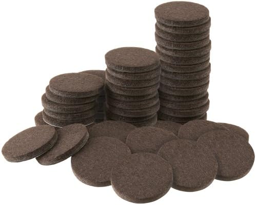 Soft Touch 1" Round Heavy Duty Self Stick Felt Furniture Pads to Protect Hardwood Floors from Scratches, 1 Inch, Brown, 48 Piece
