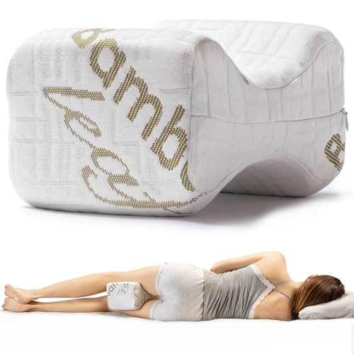 Flowen Almohada Piernas Dormir de Lado Cojin Rodillas y Lumbar Ortopedico Reposapiernas en Espuma Viscoelástica Alivia Dolor de Espalda Soporte Tobillo y Posicionadora Cadera Funda Bambú Antiácaros