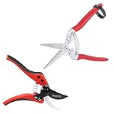 Gardeness Pruning Shear Straight Pruning Snip with Stainless Steel Serrated Blade and Gardeness Non-stick Coated Blade Bypass Pruning Shears-Garden Clippers