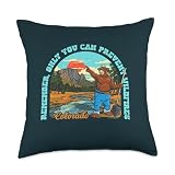 Only You Can Prevent Wildfires Smokey Bear Colorado Mountain Throw Pillow