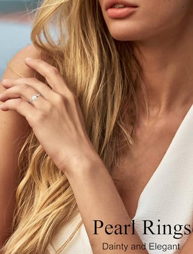 Women Pearl Rings for Women Infinity Ring Gold/Rhodium Plated Wedding Engagement Band Jewelry Size 5-102