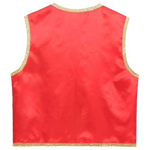 Men's Sleeveless Open Front Jacket Arab Prince Orient Sultan Gilet Golden Trim Festive Vest2