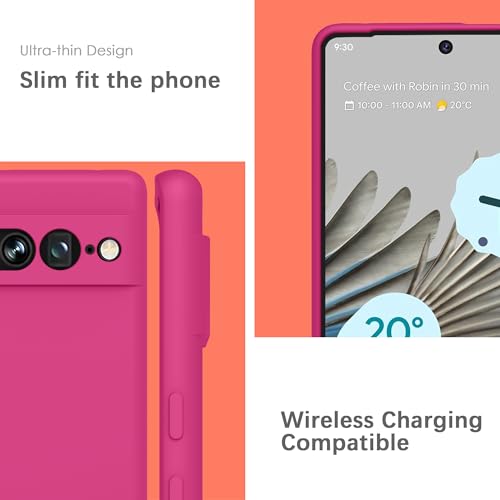 Image of YATWIN Silicone Back Case for Google Pixel 7 Pro, Soft-Touch Phone Back Cover for Google Pixel 7 Pro - Magenta