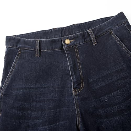 Men's Classic Straight-Leg Jeans Dark Washed Denim Regular fit Double Slanted Pockets on Both Sides3