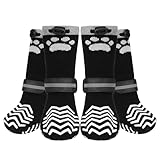 KOOLTAIL Anti Slip Dog Socks-Double Sides Extra Grip Dog Booties-Adjustable Drawstring Lengthening Dog Shoes with Reflective Straps for Hardwood Floor, Injury Prevent Licking Paw Protector for Dogs L