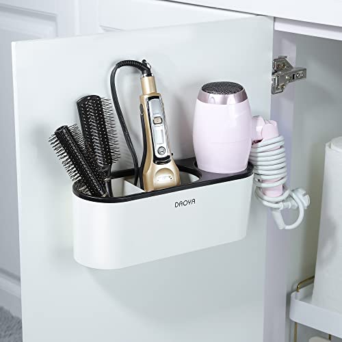 DAOYA-Hair-Dryer-Holder-White-Hair-Tool-Organizer-Blow-Dryer-Holder-Cabinet-Door-Bathroom-Curling-Iron-Holder-for-Curling-Iron-Hair-Straightener-Hair-Styling-Tools-Storage