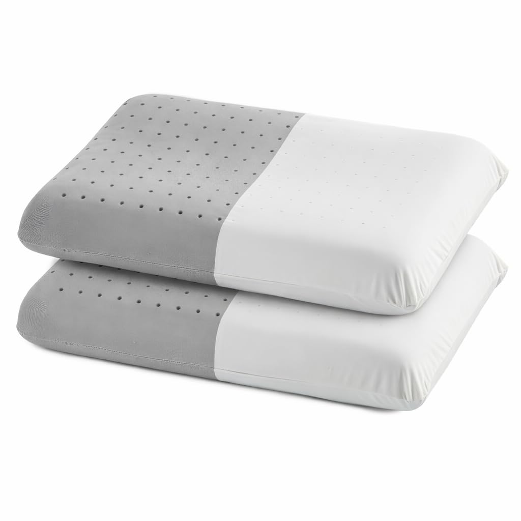 Almohada Viscoelastica 70 Pack 2, Almohada Cervical y Almohadas Cervicales para Dormir, Almohada Antironquidos para Cervicales y Cuello, Pillow Ergonómica con Carbón Activo Fabricada en España