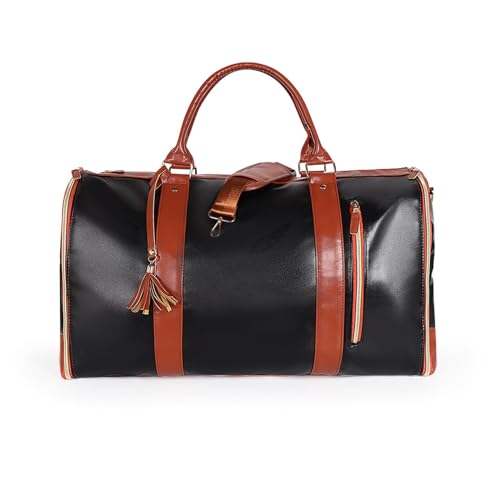 Suit Storage Bag PU Garment Bag Convertible Garment Duffle Bag with Shoes Garment Bags for Travel, Business(Black) - Main Image