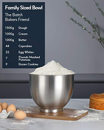 Stand-Mixer-81-Speed-Tilt-Head-600W-Kitchen-Electric-Mixer-with-5QT-Stainless-Steel-BowlPlanetary-Mixing-System-Dough-Hook-Flat-Beater-Whisk-Splash-Guard-Dishwasher-SafeGrey