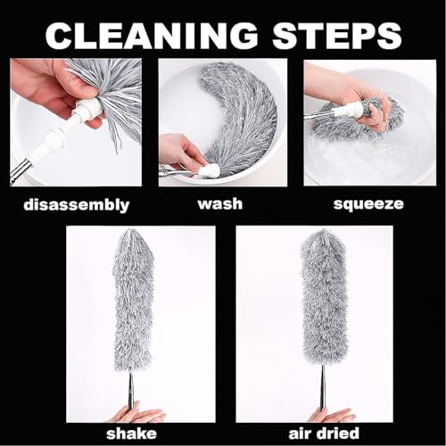 Image of Signamio Cleaning Essentials: Microfiber Fan Cleaner & Wall Cleaning Mop with Long Handle, Expandable Dusting Stick, Extends Up to 100 Inches, Washable for Efficient Dust Removal