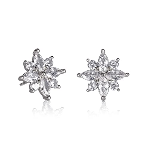 Image of ZAVANA Large Silver Stud Earrings for Women, Sparkling Cubic Zirconia Studs, Statement Earrings for Women