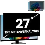 27 Zoll Computer Monitor Bildschirm Blickschutzfilter für 16:9 Seitenverhältnis Monitor, Abnehmbarer Computer Bildschirm sichtschutzfolie und 27 Zoll Anti Blaulicht Blendungsfilter