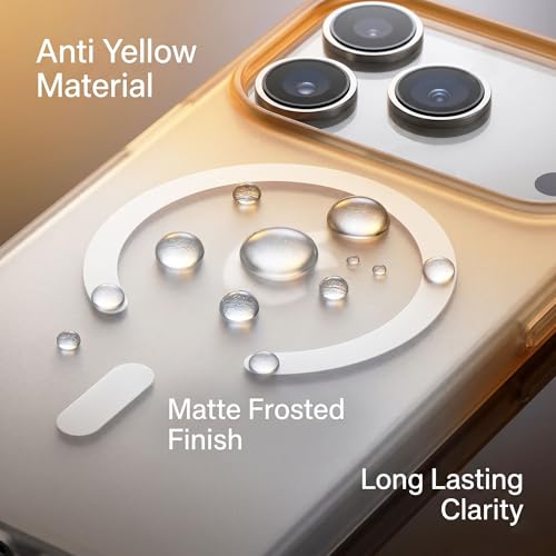 Image of amazon basics Paper Thin Case Cover for iPhone 17 Pro | Matte Finish | Gradient Case, Shaded Color | Compatible with magsafe | (Orange White, iPhone 17 Pro)