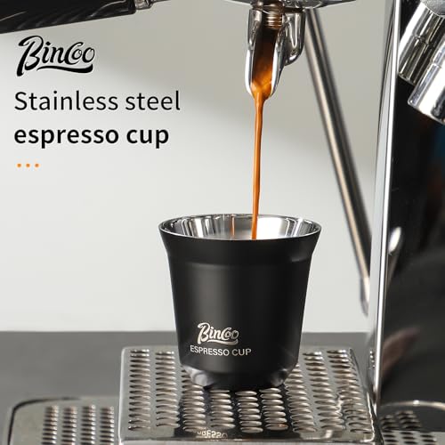 Bincoo Double Wall Espresso Cups Set of 2,Stainless Steel Insulated Espresso Shot Cups 2.7oz,Stackable Demitasse Cups