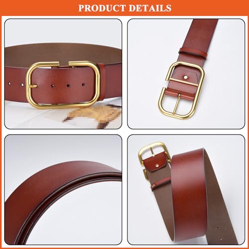 Classics Waist Strap for Women, Genuine Leather Wide Belt Ladies Solid Color Pin Buckle Belts2