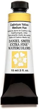 Daniel Smith Extra Fine Watercolor 15ml Paint Tube, Cadmium Yellow Medium Hue 284600184, 0.5 Fl Oz Pack of 1
