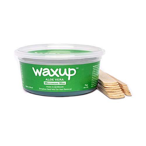 Waxup Microwave Hard Wax Kit, Aloe Vera, 7 Ounces, 8 Medium and 8