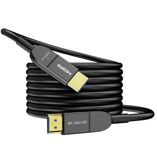 8K Fiber Optic HDMI Cable 100FT Long Active HDMI 2.1 Cable 48Gbps Ultra High Speed 8K@60Hz 4K@120Hz HDR10 eARC 3D HDCP 2.3 Compatible for Laptop PC Monitor PS5 PS4 Xbox HDTV Projector
