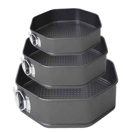 Juego de moldes para hornear – Juego de 3 moldes para hornear octágonos, kit de moldes para tartas de queso, suministros para hornear, molde para hornear, bandeja antiadherente apta para horno,