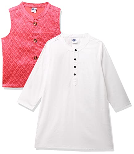 Image of Amazon Brand - Jam & Honey Cotton Boy Festive Nehru Jacket, Kurta And Pyjama Set Which Is Both Comfortable And Stylish