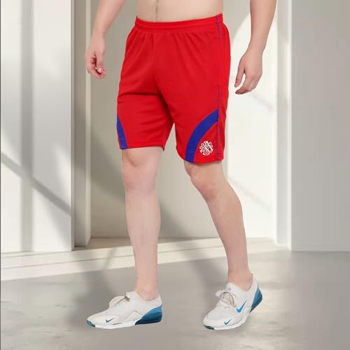 Image of Dia A Dia Men's Polycotton Running Sports Gym Shorts Pack of 4 Black Parrot Red Purple