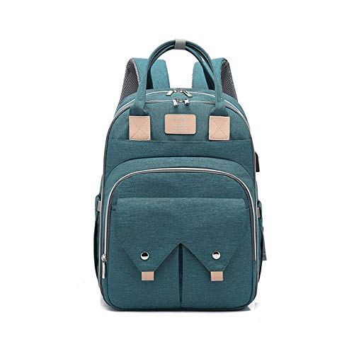 Mochila para bolsa de pañales, KEBEIXUAN con interfaz USB, bata para bebé materna, gran capacidad, impermeable (verde)