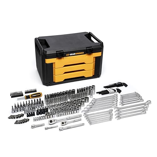 GEARWRENCH Mechanics Tool Set in 3 Drawer Storage Box, 232 Pc, 1/4 in and 3/8 in Drive, Metric/SAE | GW72LLCBMTS
