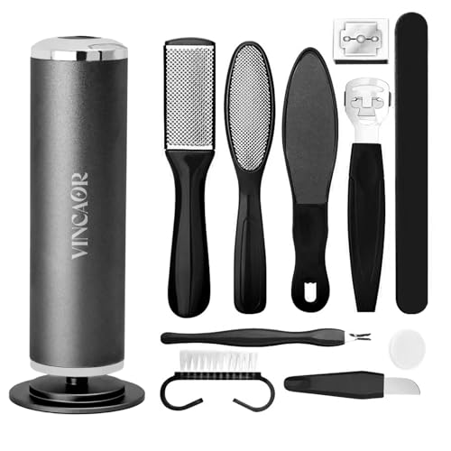 Electric Foot File Remover Callus, Professional Adjustable Speed Foot File Grinder with 60pcs Replacement Sandpaper Disks for Men & Women - for Dead Skin, Calluses, Dry & Cracked Feet (Black)