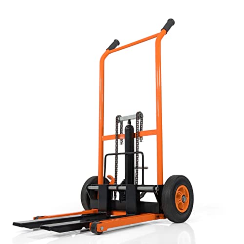 Zero Jack Truck | Empileur de palettes robuste capacité de 200 kg, haute levage, cric bouteille à ressort, pompe à pied hydraulique – Compact, durable...