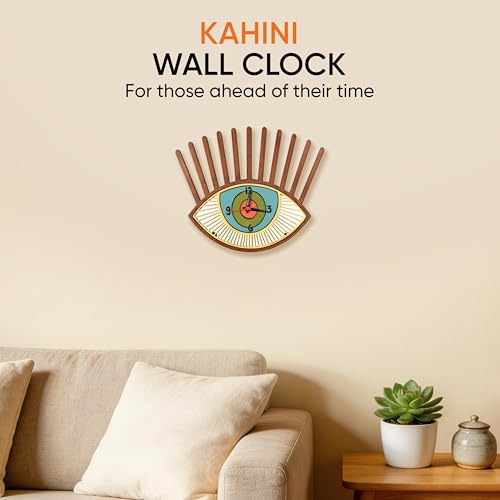 Image of AAKRITI ART CREATIONS Tranquil Eyes Wall Clock Multicolor | Clock for Home, Home Decoration | Modern Art Wall Hanging Wall Clock, Lightweight Wooden wall Decor | Matte Finish Wooden
