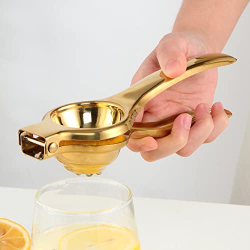 Buyer Star Quality Metal Lemon Squeezer, Citrus Juicer, Manual Lemon Press For Extracting The Most Juice Possible (Gold) #TOP3