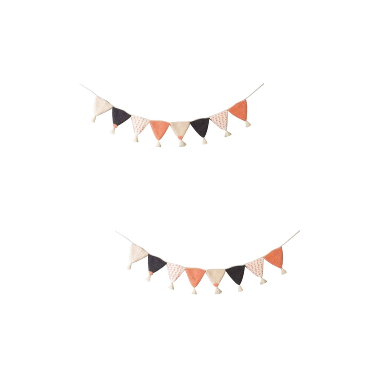 Toyvian 2piezas Banderines De Triángulo De Algodón Para Decoración De Cumpleaños y Shower Guirnalda De Crochet Para Habitaciones Infantiles Naranja