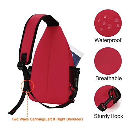 Mosiso Sling Backpack, Multipurpose Crossbody Shoulder Bag Travel Hiking Daypack, Red, Medium #TOP3