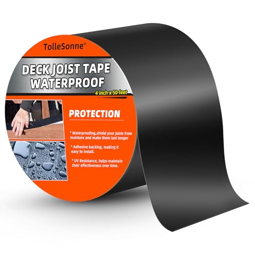 Image of 1 Pack Joist Tape 4 inch x 50' Weather-Resistant Butyl Joist Tape for Decking, Self Adhesive Deck Flashing Tape for Wood Decks Beams Roof and More