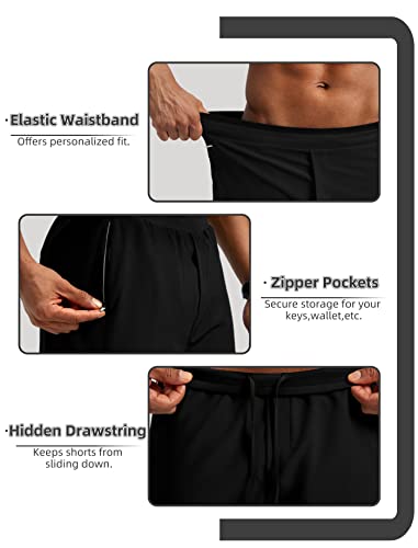 Pudolla Men's 2 in 1 Running Shorts 7" Lightweight Workout Athletic Gym Shorts for Men with Zipper Pockets4