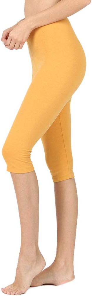 NioBe Clothing Womens High Waist Basic Solid Cotton Soft Capri Leggings | 95% Cotton | Casual & Everyday | High Waist, Elastic Waist, Lightweight, Stretchy Fabric, Soft Fabric