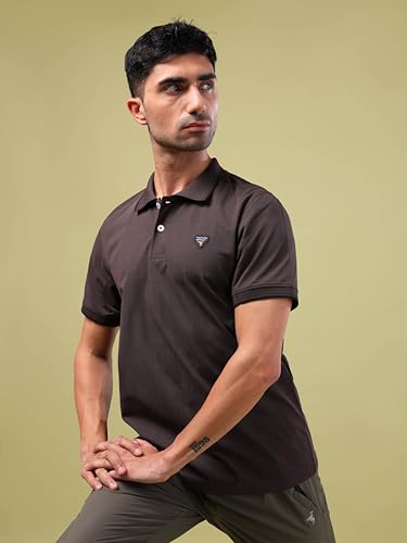 Image of TECHNOSPORT Men's Regular Fit Half Sleeve Polo T-Shirt with Collar, ELASTO Plus Quick Dry Moisture Wicking Polo Tee for Gym Sports Golf and Casual Wear