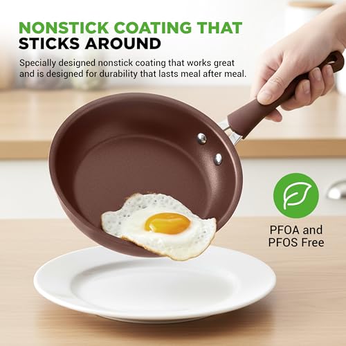 Image of NutriChef 20 Piece Professional Home Kitchen Cookware and Bakeware, Pots and Pans Set Non Stick Kitchenware, Cool-Touch Handles, Safe for Gas, Electric, Induction Cooktops, Easy Clean, Brown