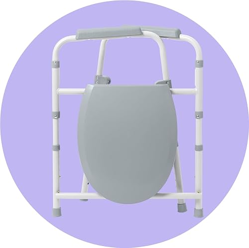 Miniatura 15 de Medline Cómoda de acero 3 en 1, asiento estándar, marco plegable resistente, cubo de 7.5 cuartos de galón, capacidad de peso de 350 libras, asiento