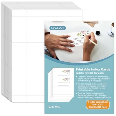 MaxGear 120 Printable Index Cards Cover