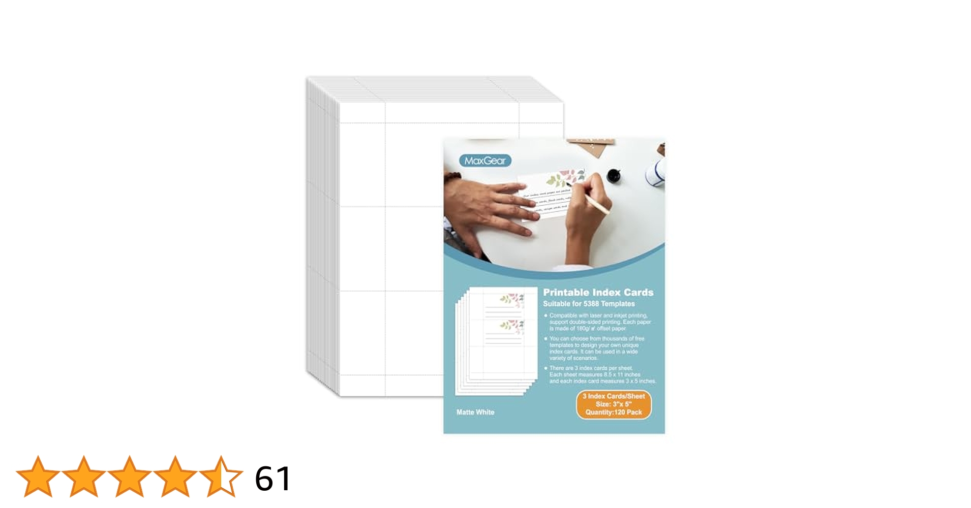 amazon-com-maxgear-index-cards-120-printable-index-cards-3-x-5-printable-blank-flash-cards-compatible-with-laser-inkjet-printer-blank-note-cards-double-sided-printing-white-3-cards-sheet-40-sheets for Free Printable Index Card Templates Amazon.com : MaxGear Index Cards 120 Printable Index Cards, 3