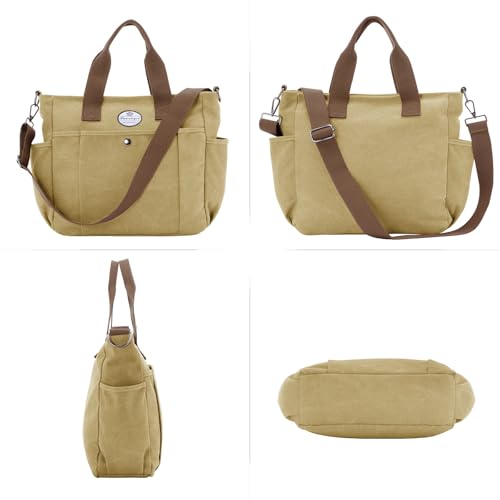 Image of HUA ANGEL Canvas Everyday Tote Bags for Women Medium Crossbody Purses Handbags with Multiple Pockets for Work Travel Beach