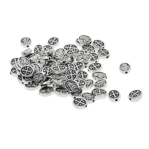 SNAPPSY 2x50 Pieces Tibetan Silver Alloy Mary Cross Oval Spacer Beads Charms Jewelry-image-22