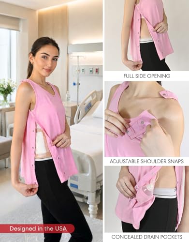 Image of Inspired Comforts Post Surgery Mastectomy Recovery Tank Top with Drain Pocket & Snap-Access